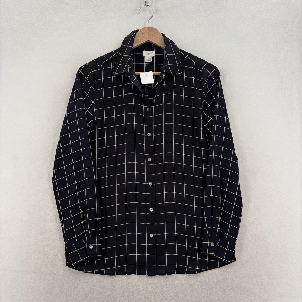 J.Crew Shirt Womens XS Blue Check Button Up Long Sleeve Lightweight Top Preppy